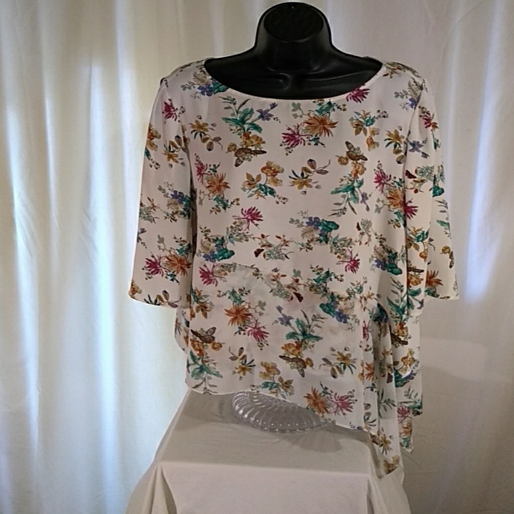 Chico"s Quarter Sleeve Print Top